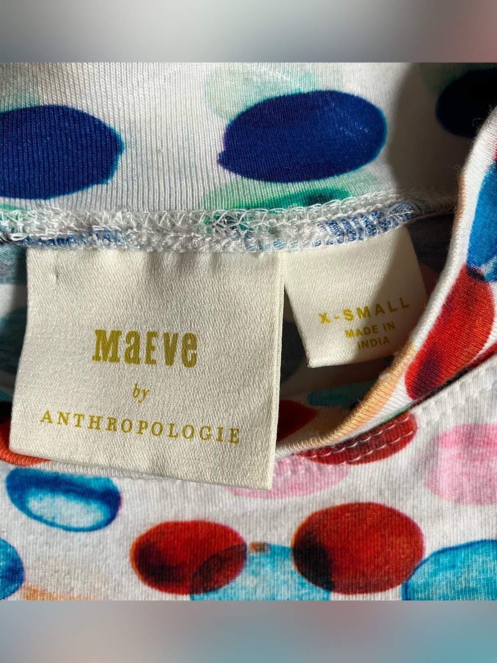 Maeve Anthropologie Abstract Polka Dot Mock Neck Colorful Print Blouse size XS - Picture 4 of 7